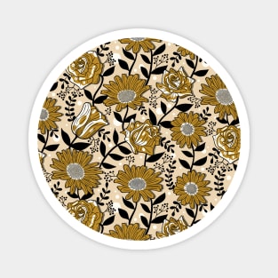 Bold Summer Flowers on Cappuccino Beige Magnet